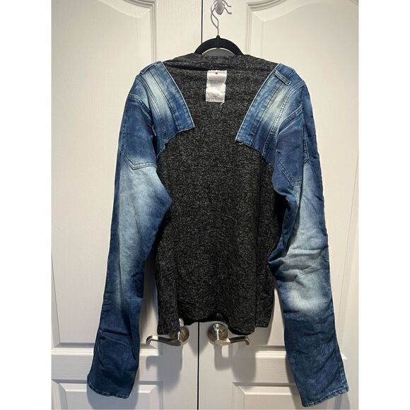 Sager  up-cycled sweater with Denim sleeves Size S/M NWT - Picture 6 of 7